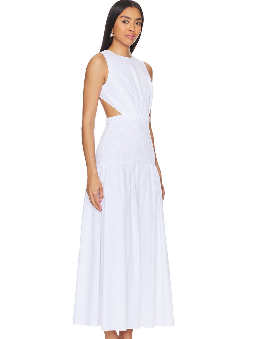 Lightweight White Smocked-Waist Maxi Dress - Picture 3 of 7